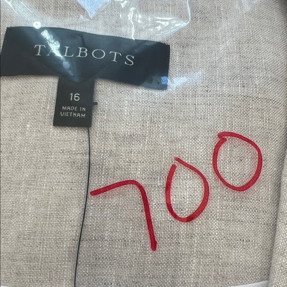 Talbots Linen Blazer Light Beige Classic Neutral One Button Women’s Size 16 - Picture 16 of 16